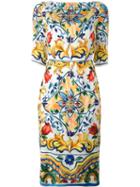 Dolce & Gabbana Majolica Print Dress, Women's, Size: 46, Silk/spandex/elastane