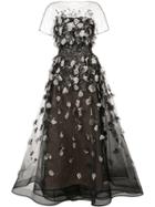 Carolina Herrera Embroidered Sheer Gown - Black