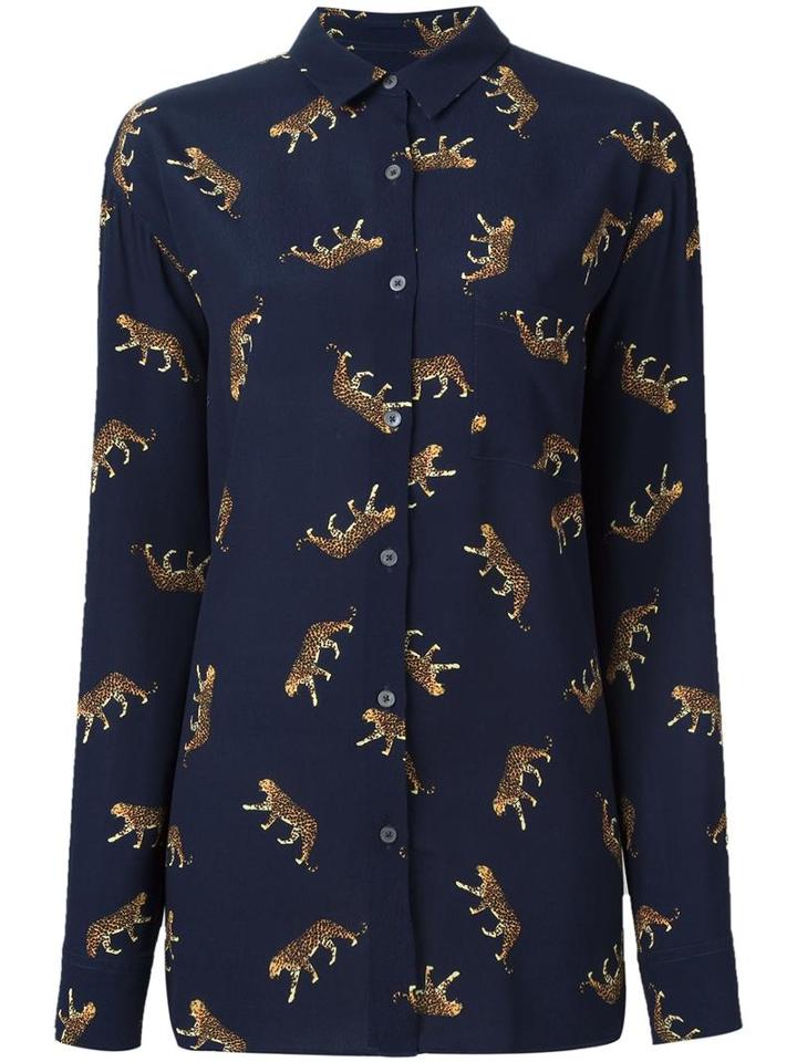 Ps By Paul Smith Leopard Print Shirt, Women's, Size: 38, Blue, Viscose