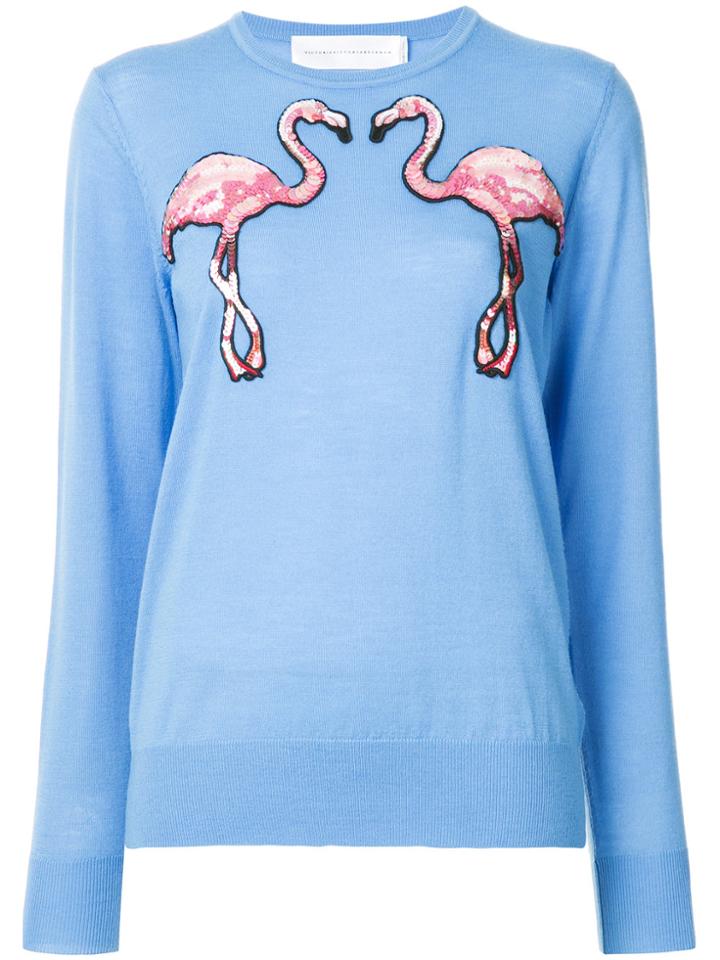 Victoria Victoria Beckham Flamingo Embellished Sweater - Blue