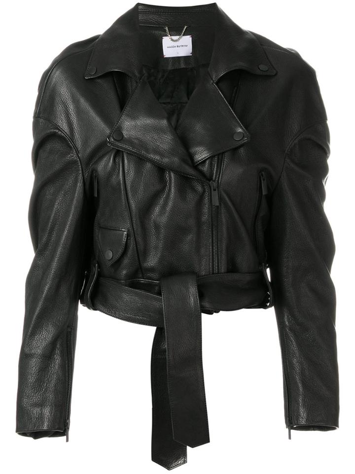 Magda Butrym Cropped Biker Jacket - Black