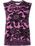 Christian Wijnants - Sleeveless Floral Top - Women - Cotton/polyamide/viscose - M, Pink/purple, Cotton/polyamide/viscose