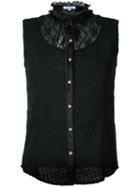 Guild Prime - Lace Panel Sleeveless Shirt - Women - Polyester - 34, Black, Polyester