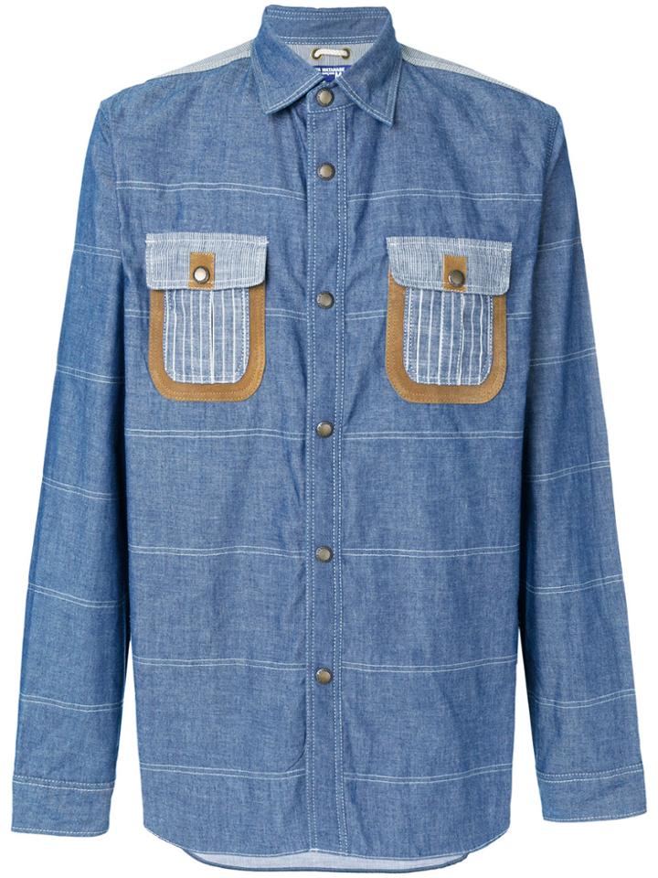 Junya Watanabe Comme Des Garçons Man Striped Pocket Shirt - Blue