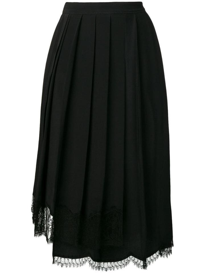 Nº21 Lace Hem Pleated Skirt - Black