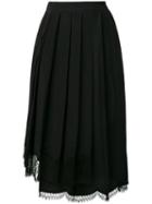 Nº21 Lace Hem Pleated Skirt - Black