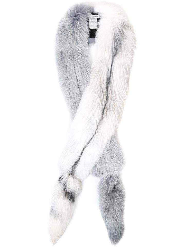 Oscar De La Renta Fox Fur Stole, Women's, White, Silk/fox Fur