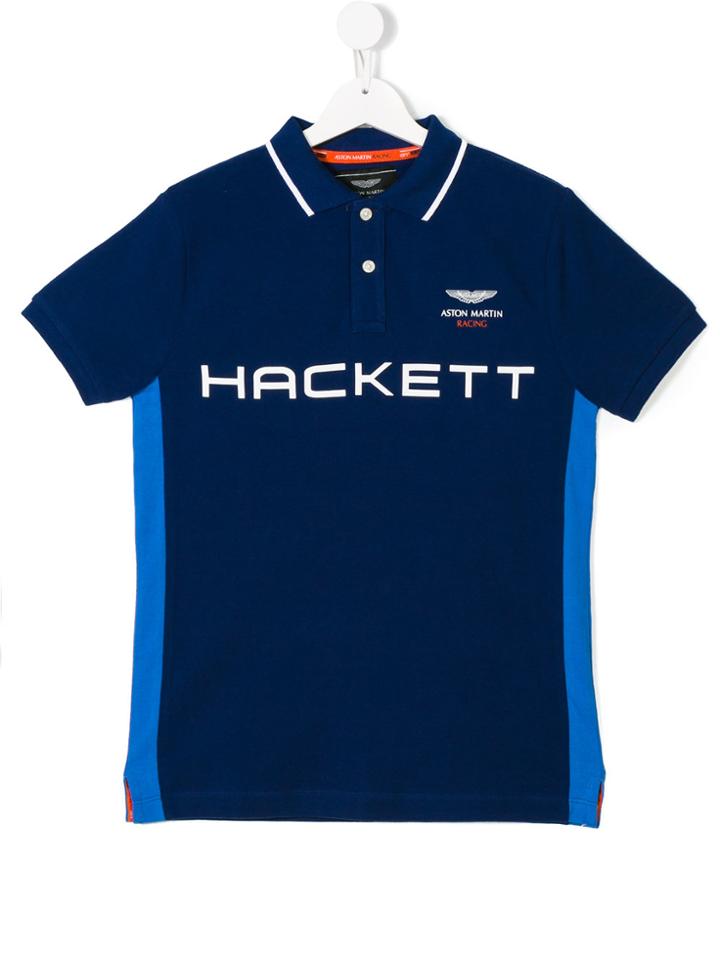 Hackett Kids Logo Print Polo Shirt - Blue