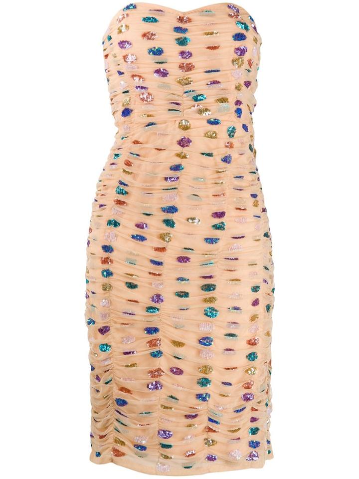 Retrofete Draped Strapless Dress - Neutrals