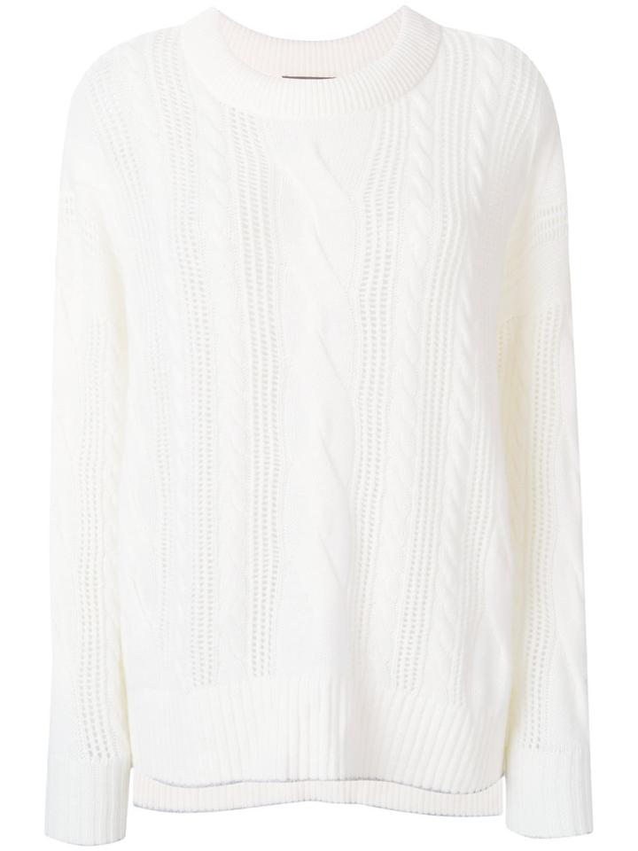 N.peal Multi Cable Box Sweater - White