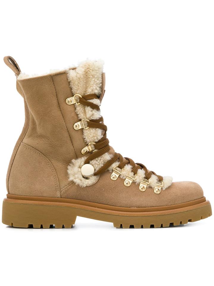 Moncler Combat Boots - Nude & Neutrals