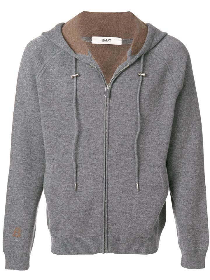 Bally Knitted Zip Hoodie - Grey