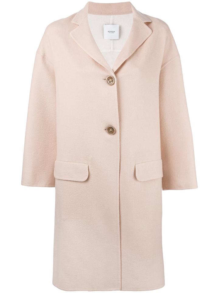 Agnona - Midi Coat - Women - Cupro/cashmere - M, Nude/neutrals, Cupro/cashmere