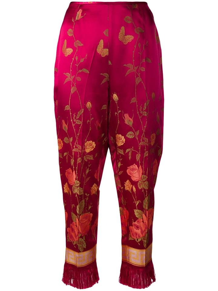 Jean Paul Gaultier Vintage Floral Print Cropped Trousers - Red