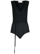 Lilly Sarti - Ribbed Bodysuit - Women - Spandex/elastane/viscose - 38, Black, Spandex/elastane/viscose
