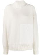 Jil Sander Floral Patch Turtleneck Sweater - White
