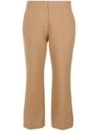 No21 - Cropped Trousers - Women - Cotton - 42, Brown, Cotton