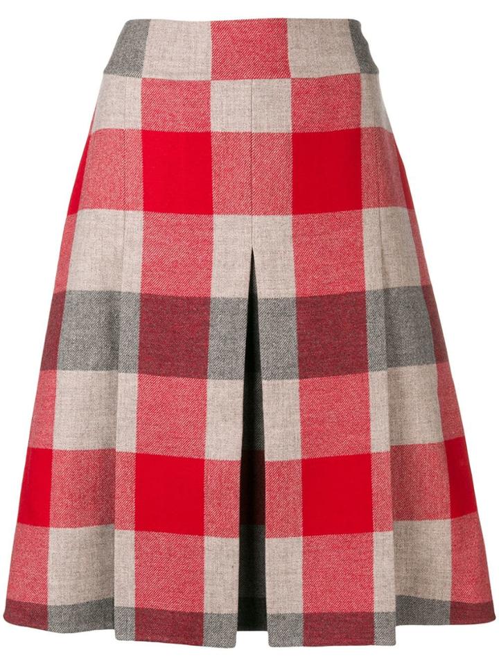 Bottega Veneta Checked A-line Skirt - Red