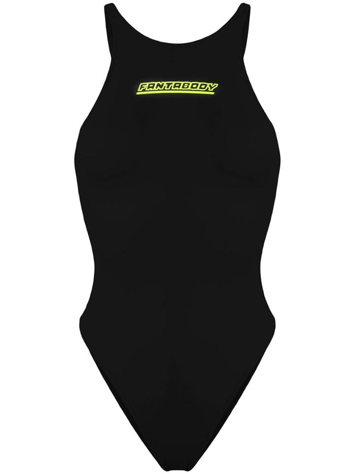 Fantabody Logo Print Swimsuit - Black