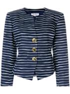 Yves Saint Laurent Vintage Button-detailed Striped Jacket - Blue
