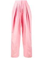 Vika Gazinskaya - Pleated Wide-leg Trousers - Women - Cotton - 36, Pink/purple, Cotton