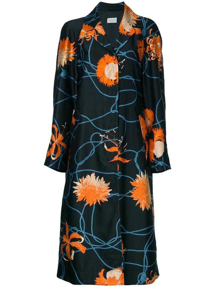 Dries Van Noten - Floral 'rankin' Coat - Women - Polyamide - Xs, Women's, Black, Polyamide