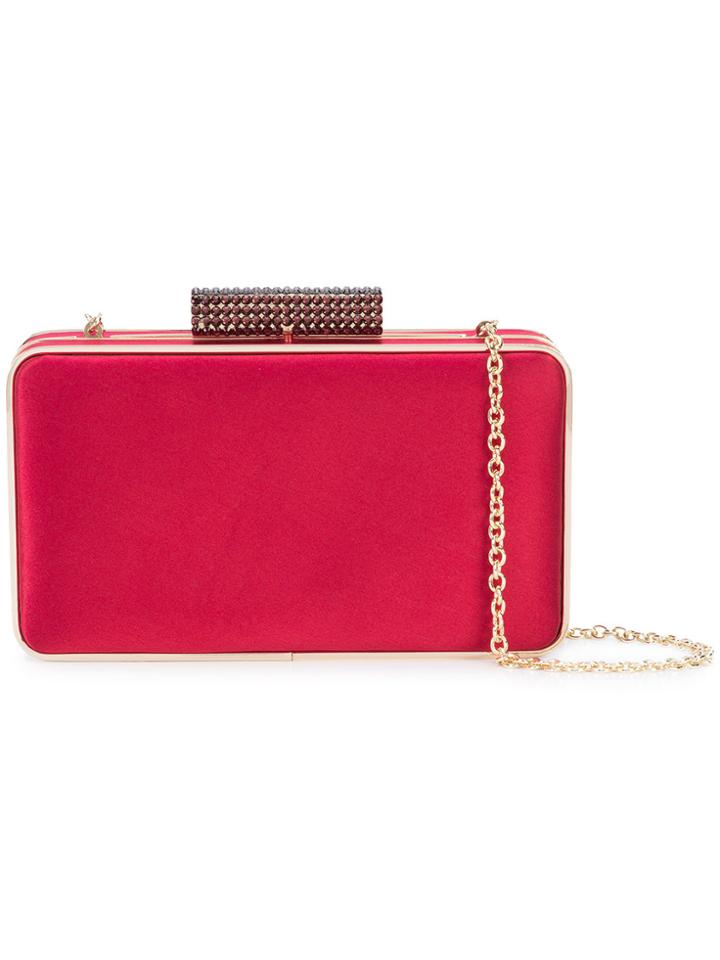 Inge Christopher Embellished Lock Clutch - Red