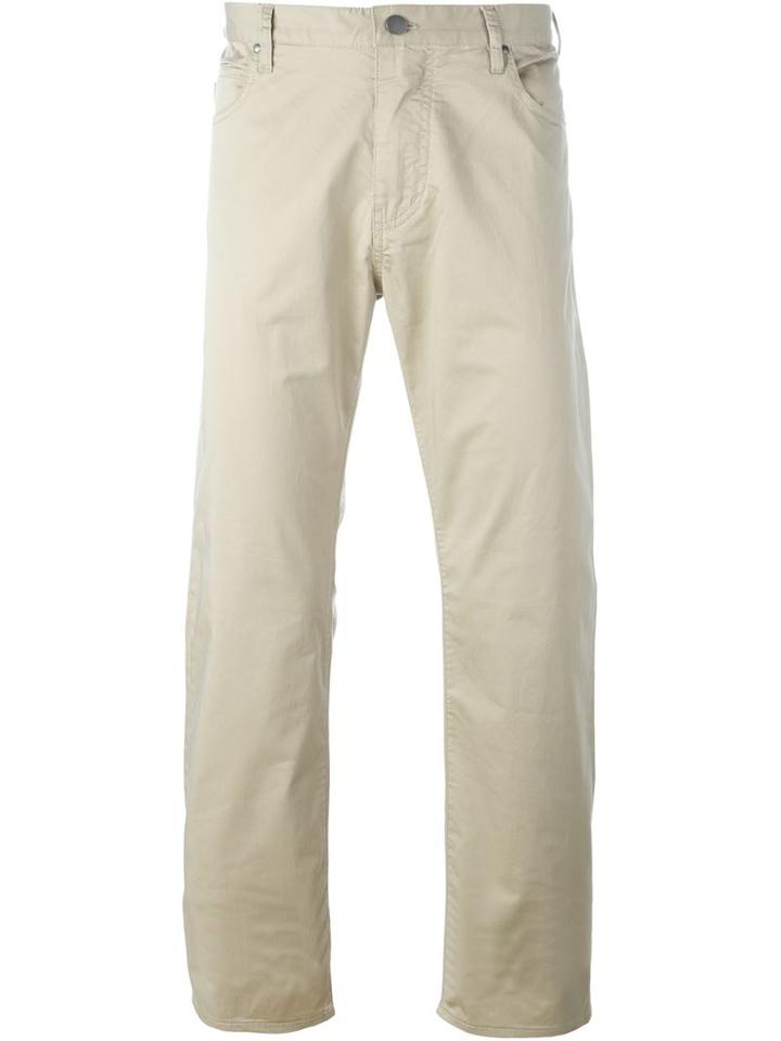 Armani Jeans Slim Fit Chinos, Men's, Size: 40, Nude/neutrals, Cotton/spandex/elastane