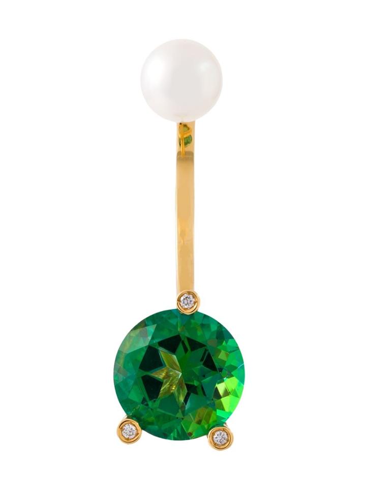 Delfina Delettrez 'magic Triangle' Topaz, Diamond And Pearl Earring -