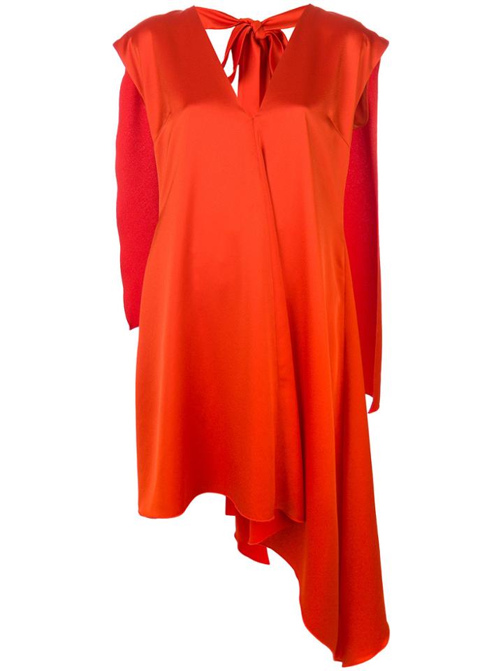 Msgm Cape Detail Asymmetric-hem Dress - Red