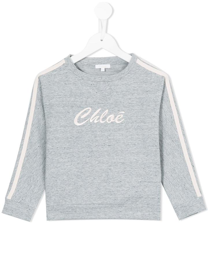 Chloé Kids Embroidered Sweatshirt, Girl's, Size: 12 Yrs, Grey