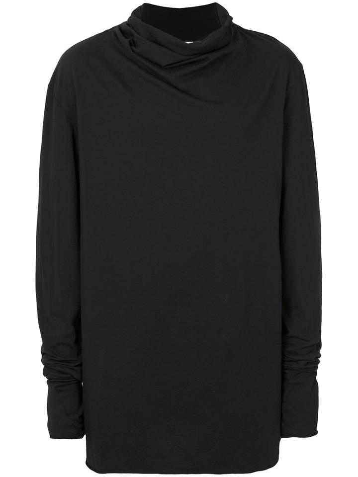 Lost & Found Rooms - Draped Neck Longsleeved T-shirt - Men - Cotton - L, Black, Cotton