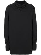 Lost & Found Rooms - Draped Neck Longsleeved T-shirt - Men - Cotton - L, Black, Cotton