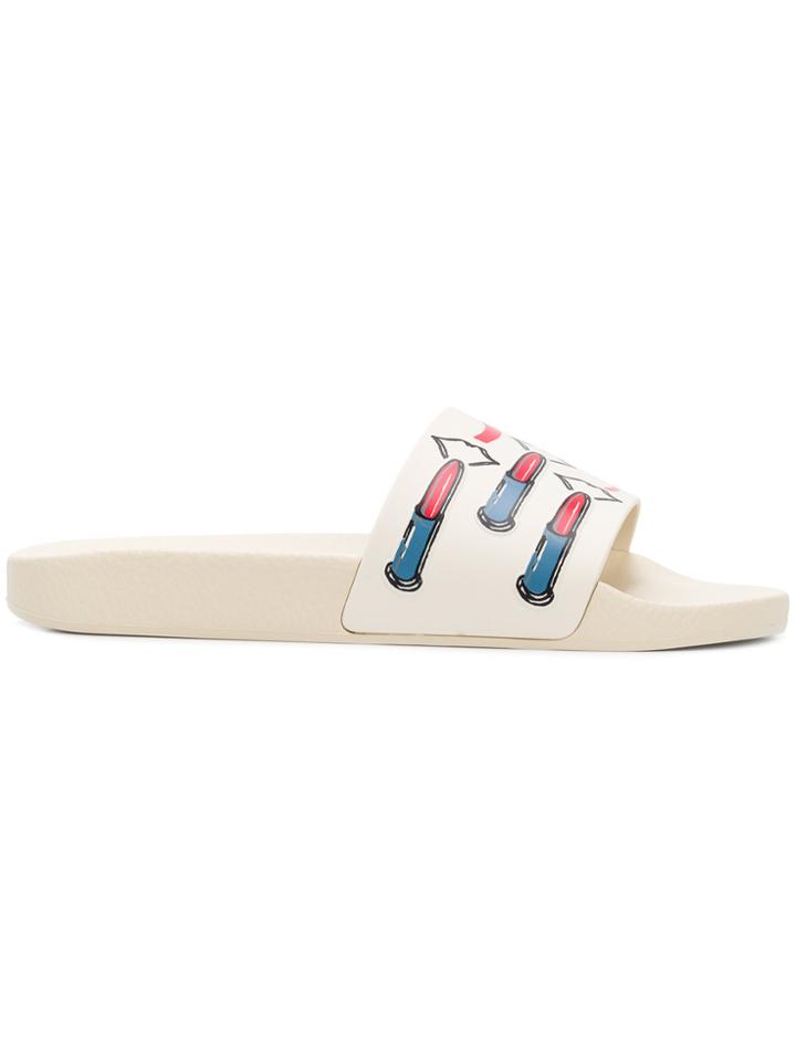 Valentino Valentino Garavani Lipstick Print Slides - Nude & Neutrals