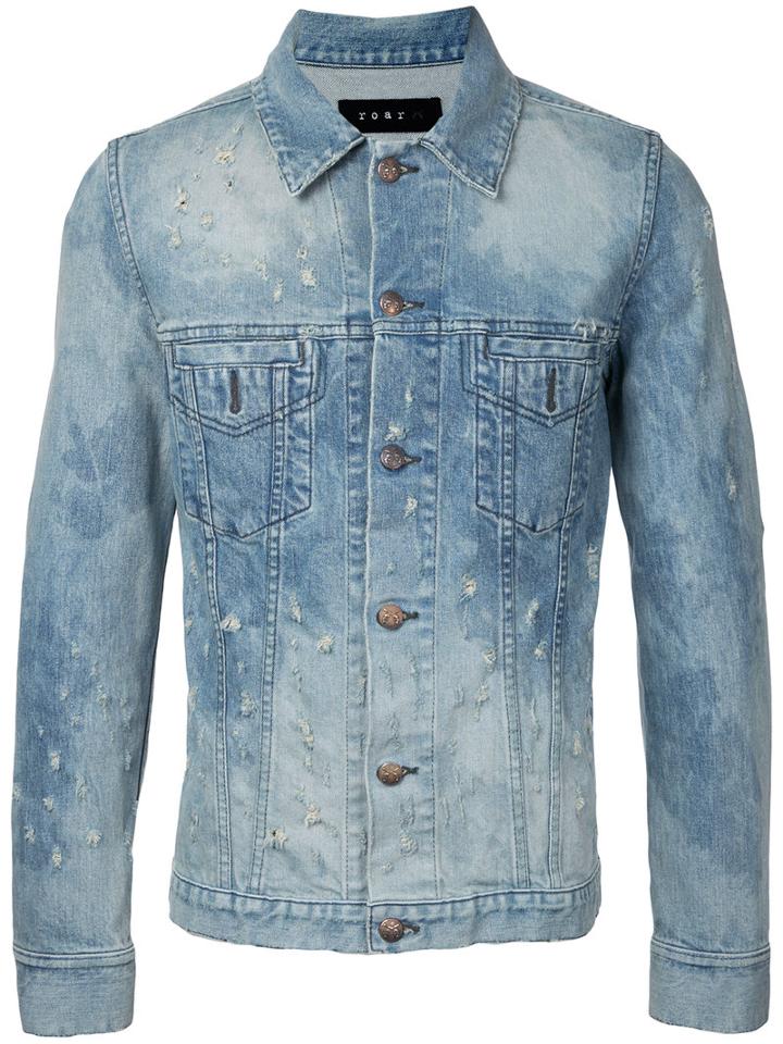 Roar - Distressed Denim Jacket - Men - Cotton/polyurethane - Iv, Blue, Cotton/polyurethane
