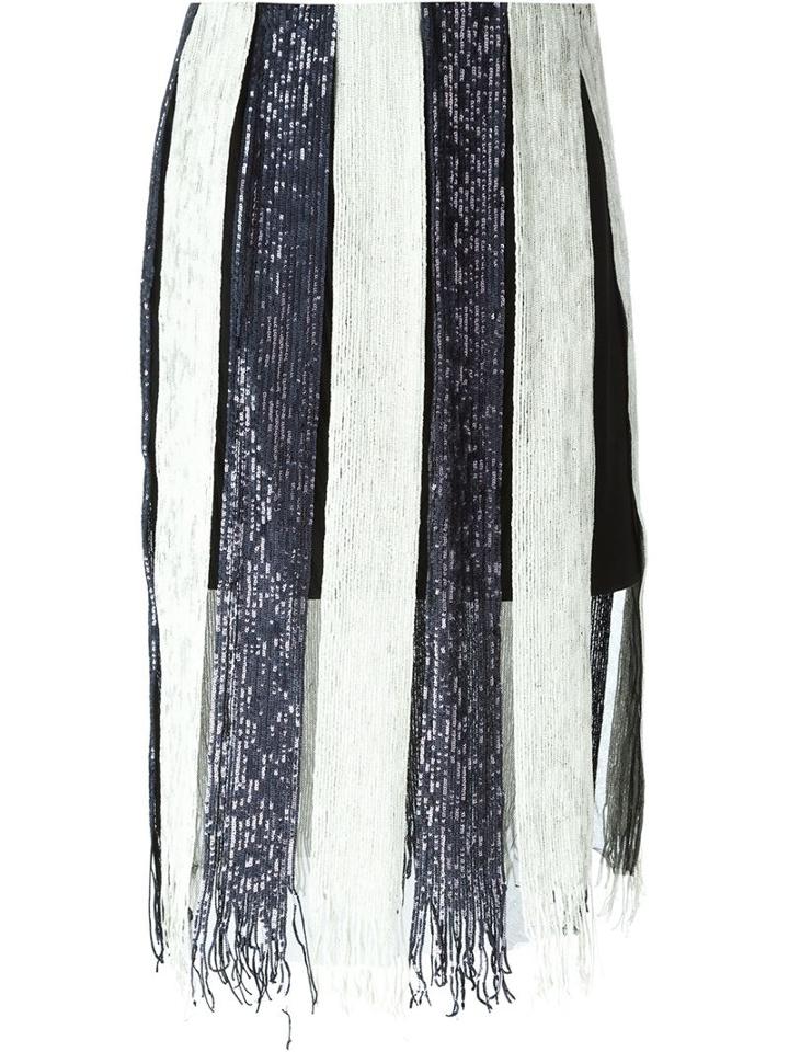 Aviù Fringed Glitter Stripes Skirt