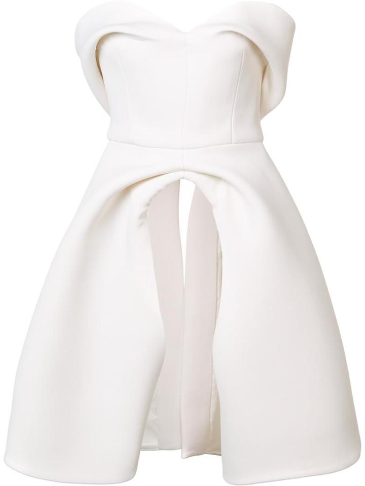 Brandon Maxwell Off Shoulder Structured Top, Women's, Size: 4, White, Spandex/elastane/acetate/viscose