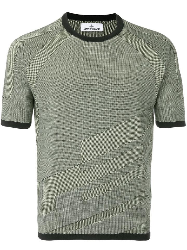 Stone Island Knitted T-shirt, Men's, Size: Large, Green, Cotton