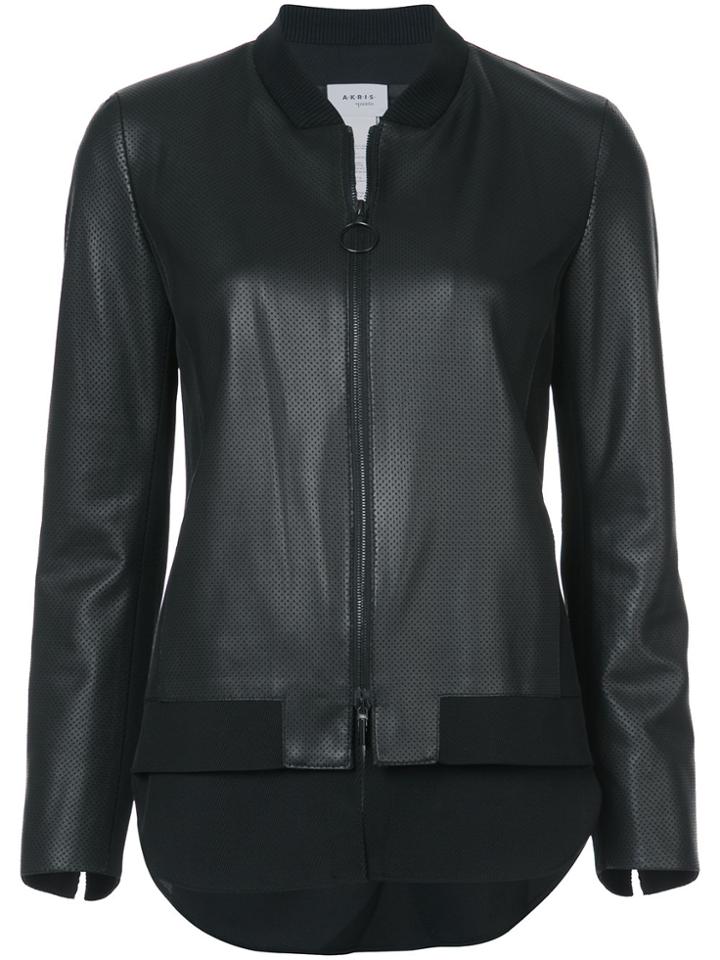 Akris Punto Leather Bomber Jacket - Black