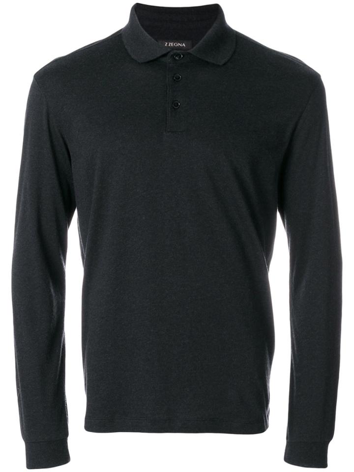 Z Zegna Longsleeved Polo Shirt - Black