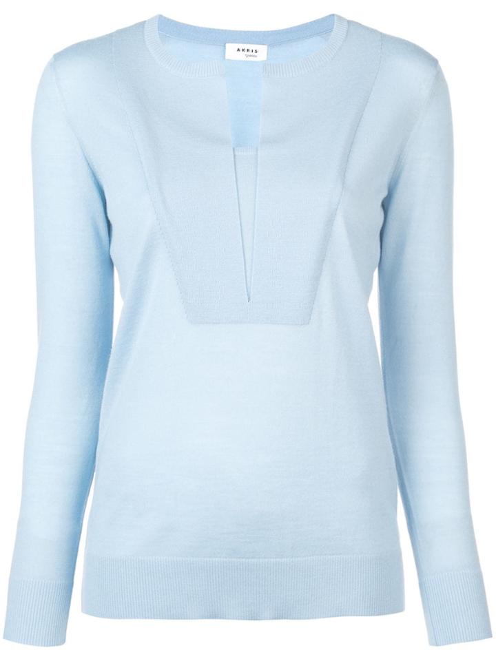 Akris Punto V-neck Jumper - Blue
