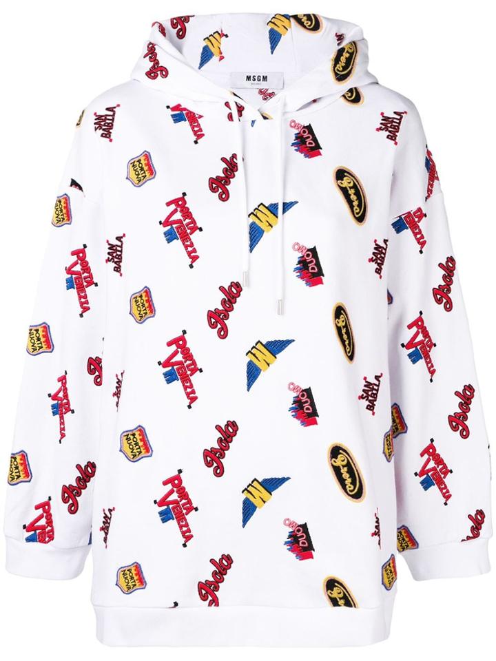 Msgm Embroidered Details Hoodie - White