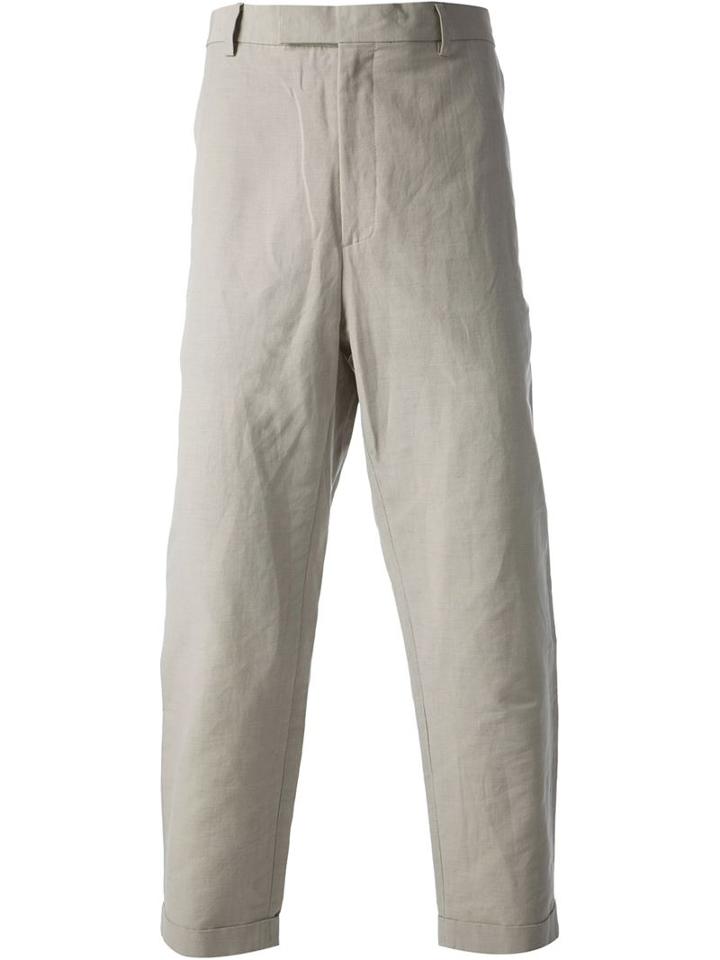 Kris Van Assche Cropped Trousers, Men's, Size: 52, Nude/neutrals, Cotton/linen/flax
