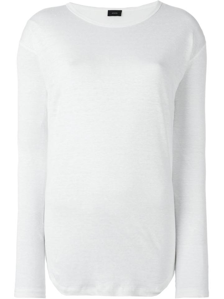 Joseph Curved Hem T-shirt, Women's, Size: S, White, Linen/flax