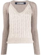 Jacquemus Layered Style Knitted Jumper - Neutrals