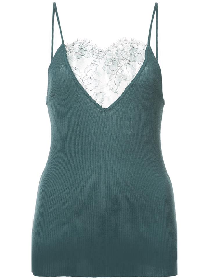 Ryan Roche Lace Ribbed Cami - Green
