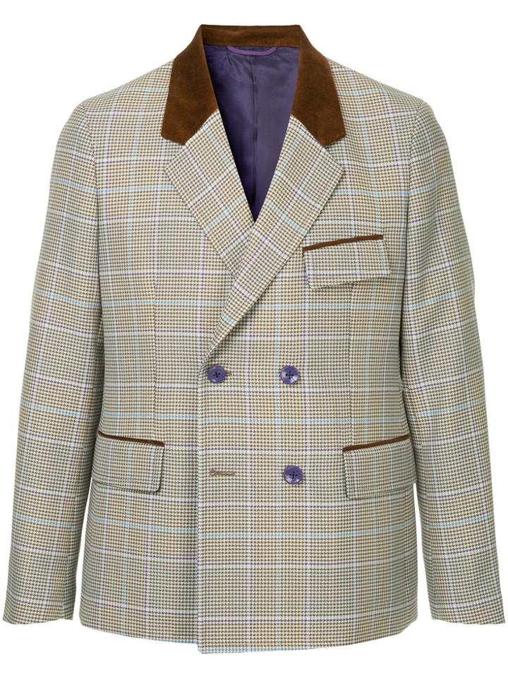 A(lefrude)e Checked Double Breasted Blazer - Grey