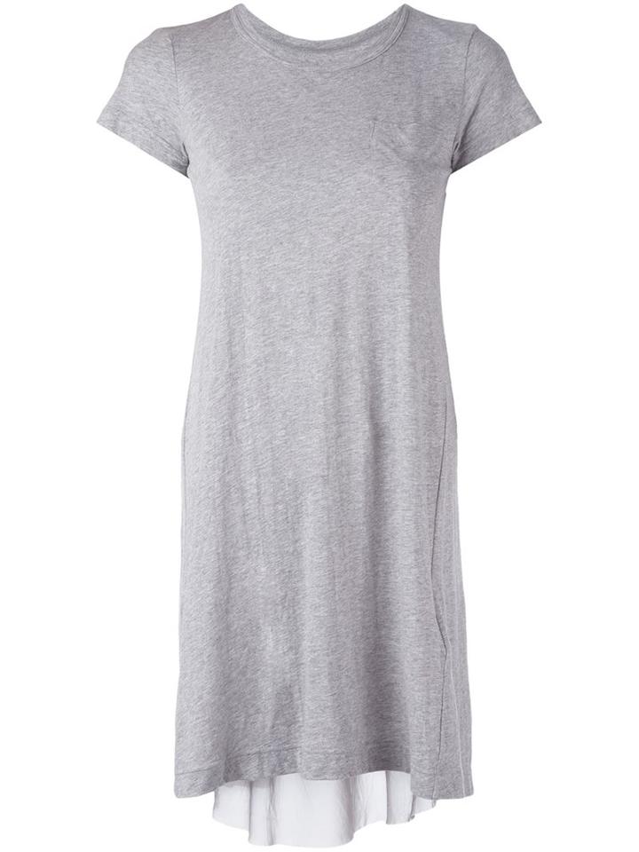 Sacai Draped Insert T-shirt Dress, Women's, Size: 3, Grey, Cotton/polyester/cupro