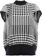 Sacai - Knitted Combo Hounds-tooth Sweatshirt Top - Women - Cotton/polyurethane - 3, Women's, White, Cotton/polyurethane