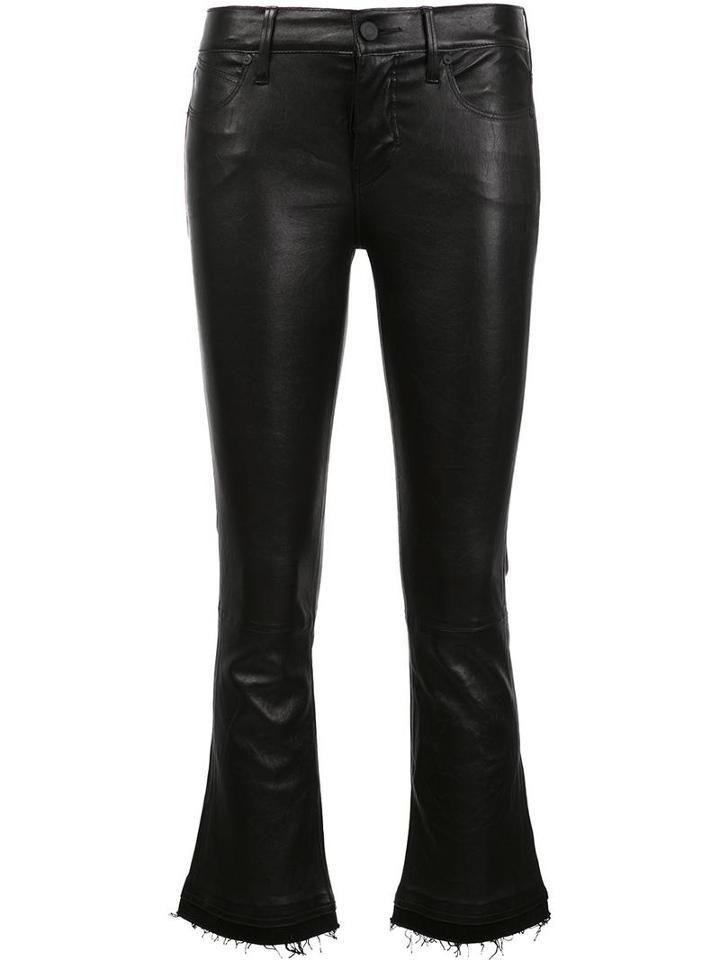 Rta Cropped Flared Trousers, Women's, Size: 25, Black, Lamb Skin